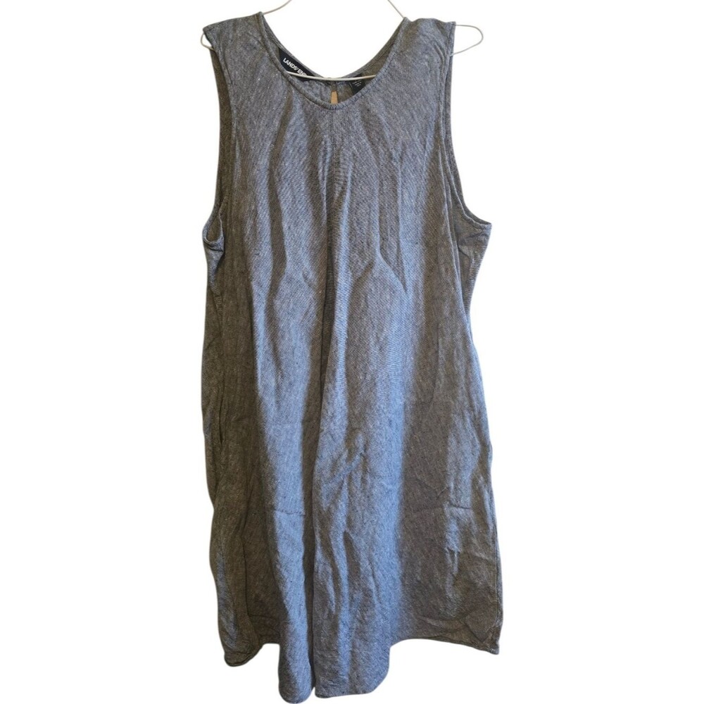 Lands' End 100% Linen Sleeveless Shift Dress – Gray Chambray